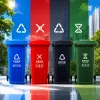 Color classified trash can set for home kitchen and living room, movable with lid, three-color set Specification image